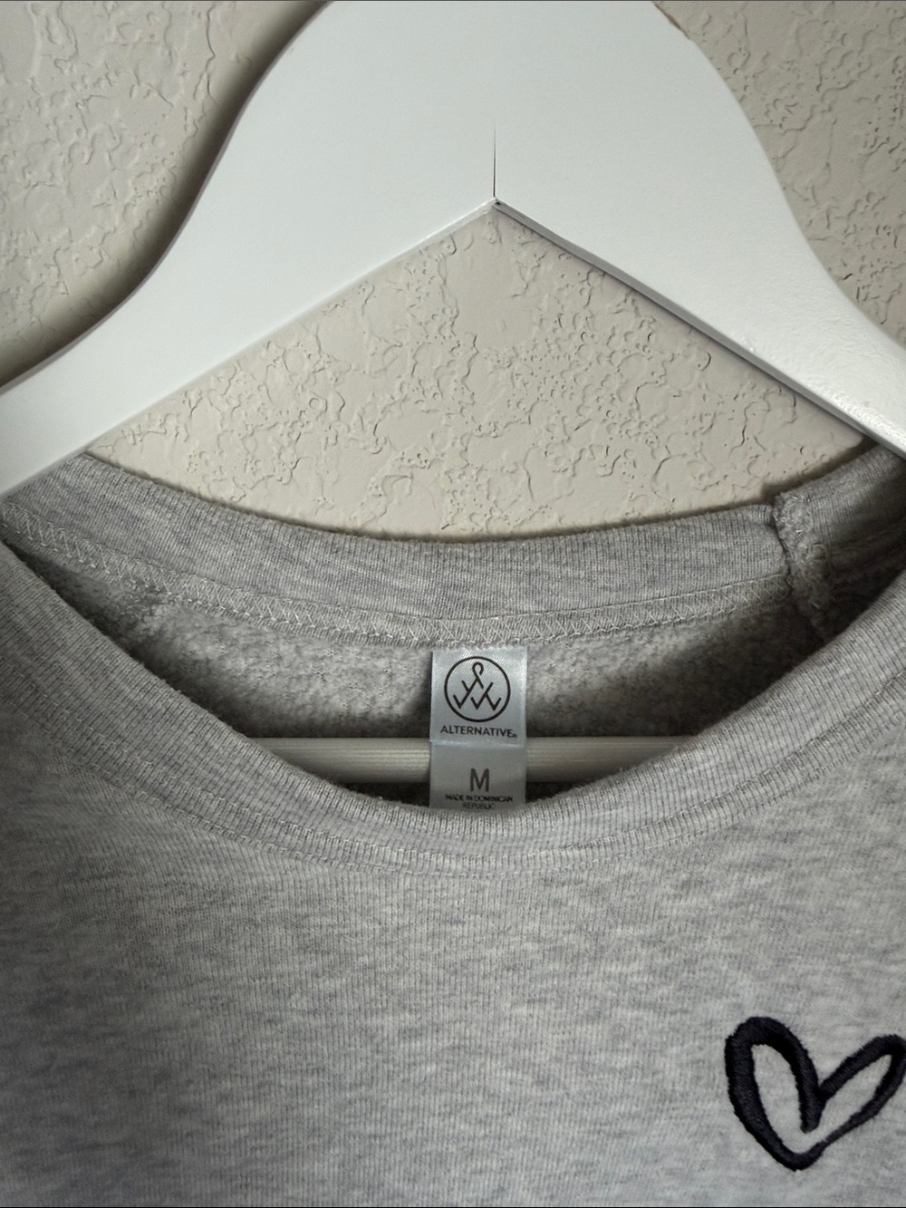 Light Gray Women’s Crewneck Sweater with Heart Embroidery - Picture 2 of 5